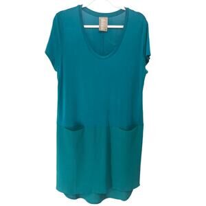 Dolan Anthropologie Loren Teal Drop Waist Tunic T-Shirt Dress Size M